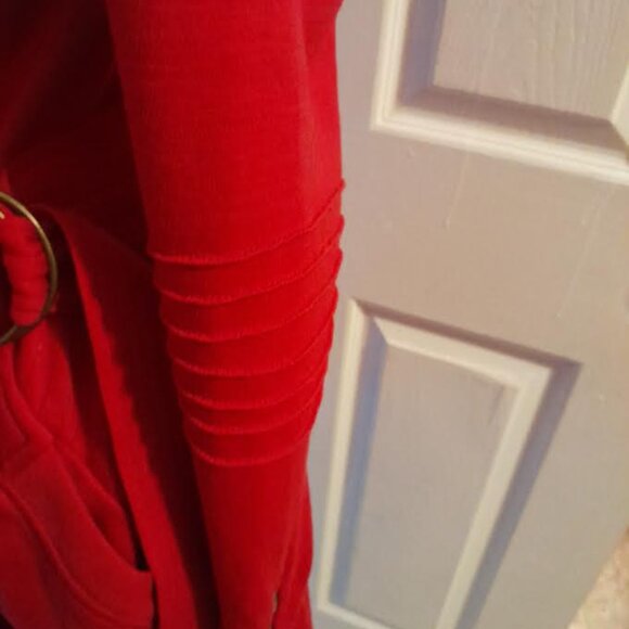 Diane Von Furstenberg Wrap Biker Red Wrap Dress 100% Wool Size 8 - Picture 3 of 9